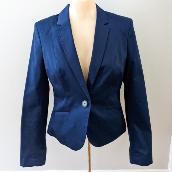 H&M Navy Blue Women's Blazer Jacket Size 8